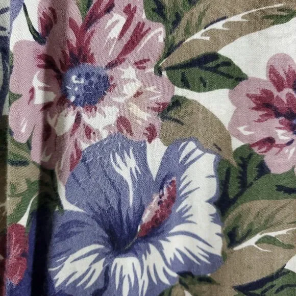 7/8 All That Jazz Midi Dress Plum Purple Floral Short Sleeve Vintage 80's 90's - Picture 13 of 14